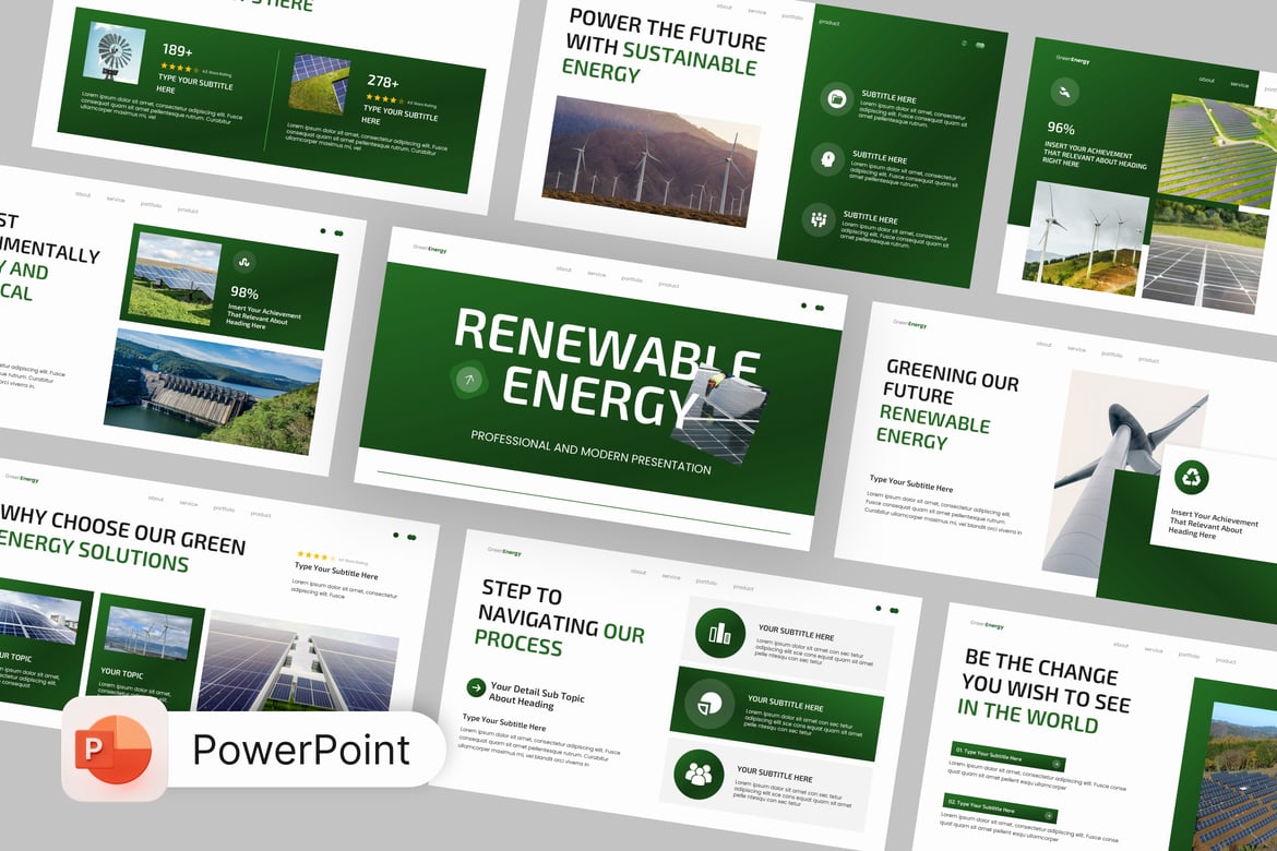 Template PowerPoint Energi Hijau Sustainyx yang Profesional