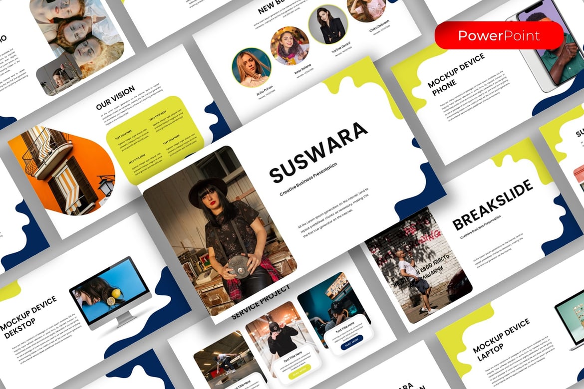 Suswara – Template PowerPoint Bisnis Kreatif yang Menarik