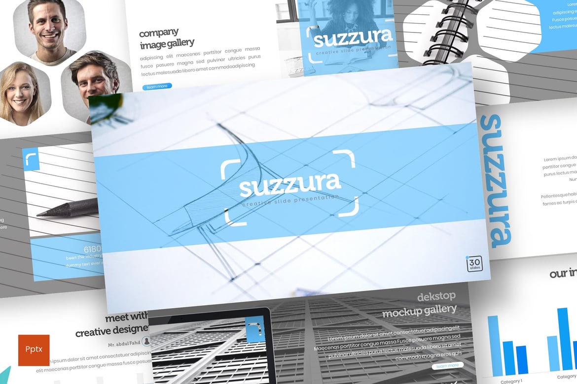 Suzzura - Template Presentasi PowerPoint Kreatif dan Minimalis