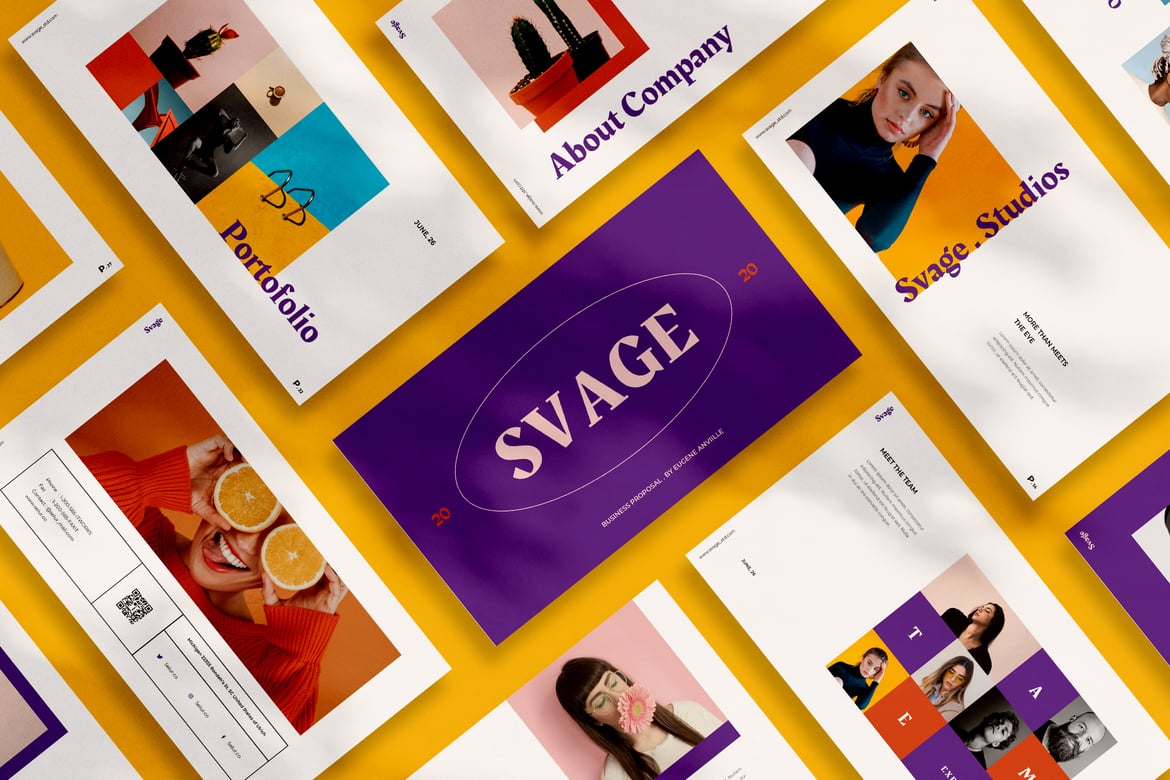 Template PowerPoint Minimalis Svage untuk Presentasi Profesional