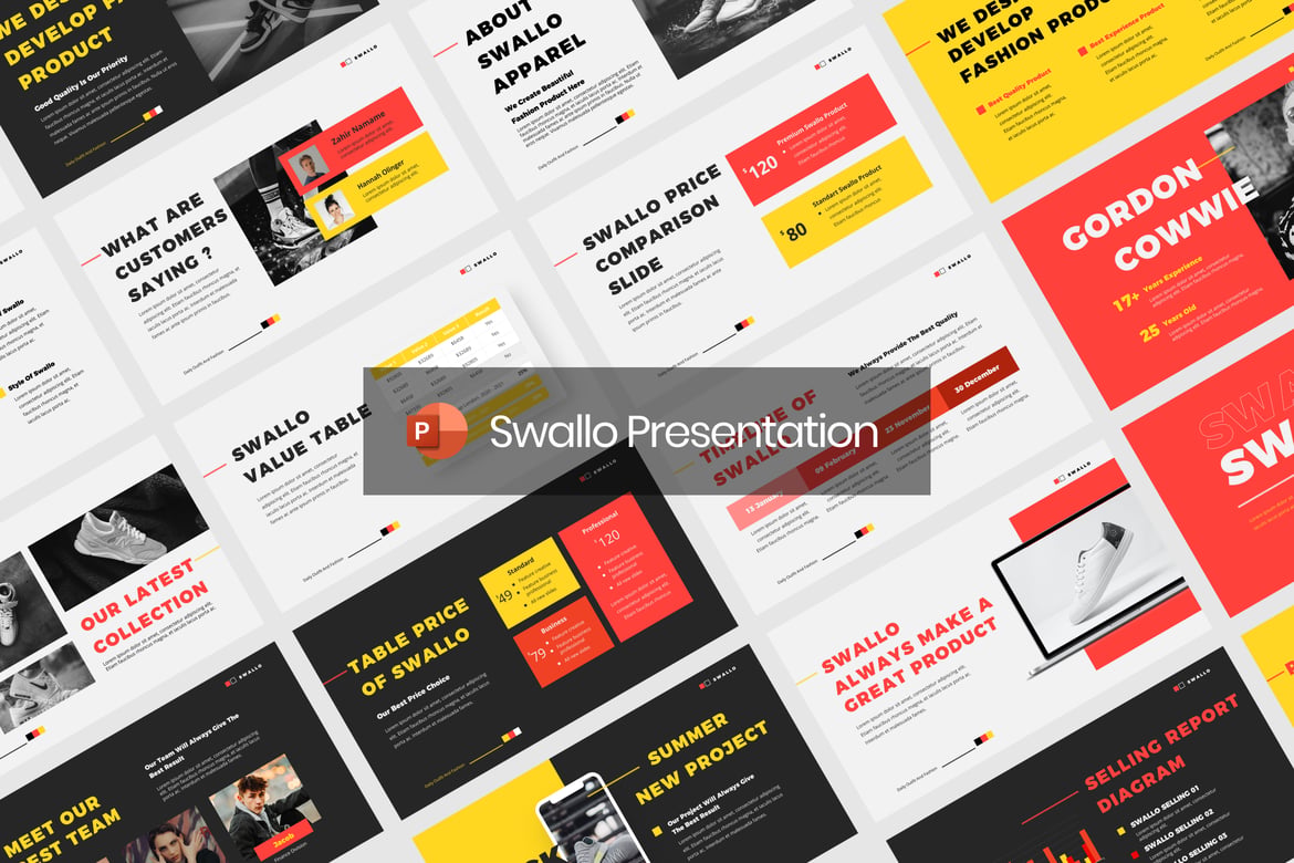 Template PowerPoint Fashion Retro Swallo yang Stylish