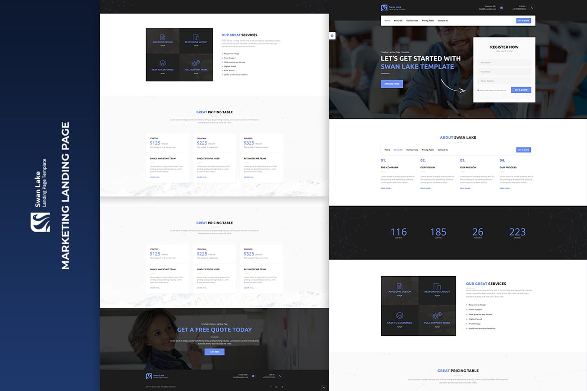 Swan Lake - Template Website untuk Generasi Prospek yang Kreatif dan Modern