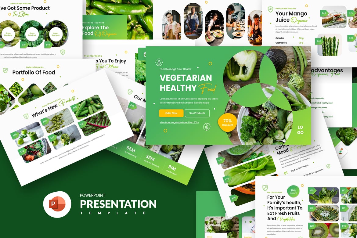 Template Presentasi PowerPoint Organik Manis yang Menarik