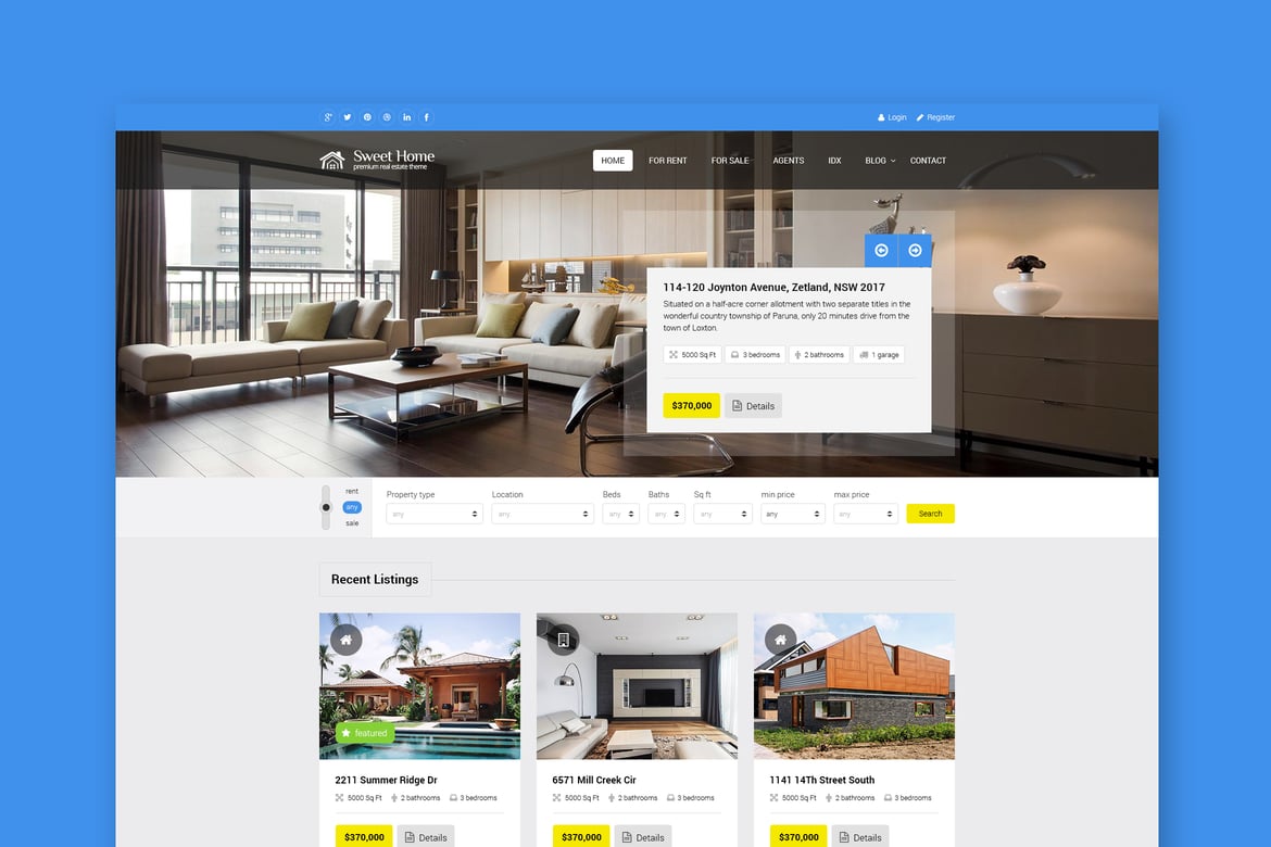 Template Web Real Estat Sweethome yang Responsif dan Modern