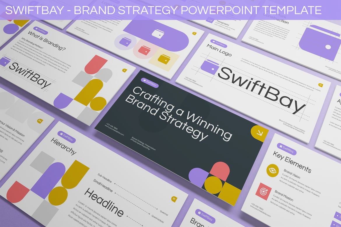 Template PowerPoint Strategi Merek Swiftbay yang Modern dan Fleksibel