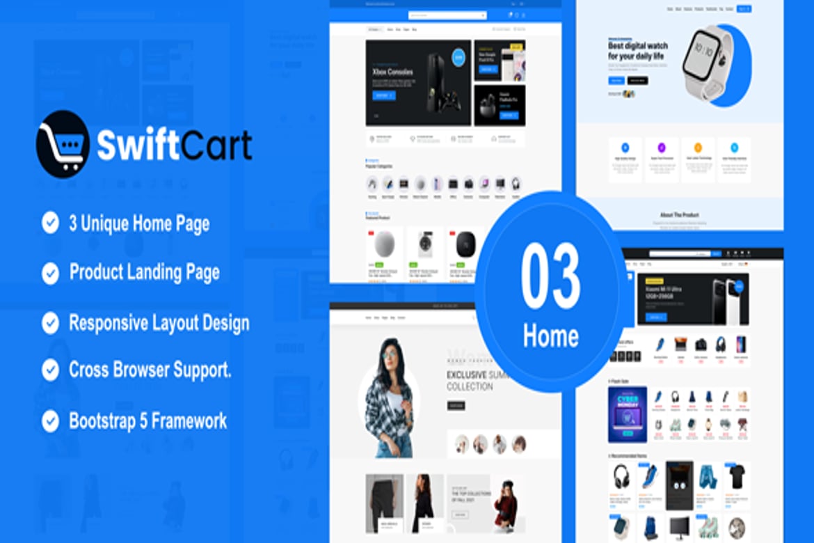 Template Website Ecommerce Serbaguna SwiftCart yang Modern