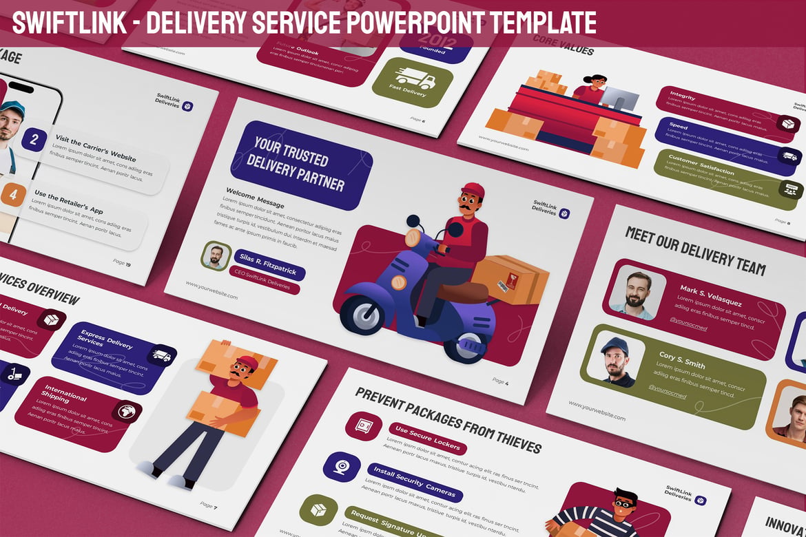 Template PowerPoint Layanan Pengiriman Swiftlink yang Profesional dan Menarik