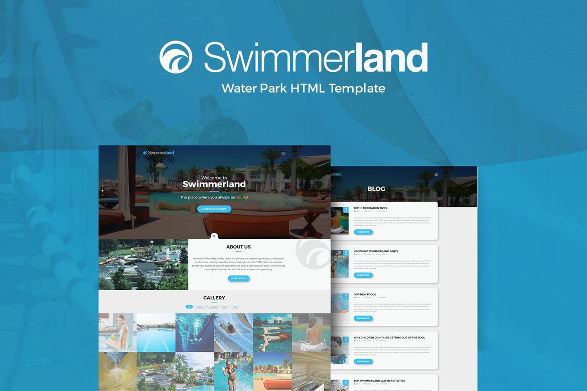 Swimmerland - Template Website Taman Air yang Menarik