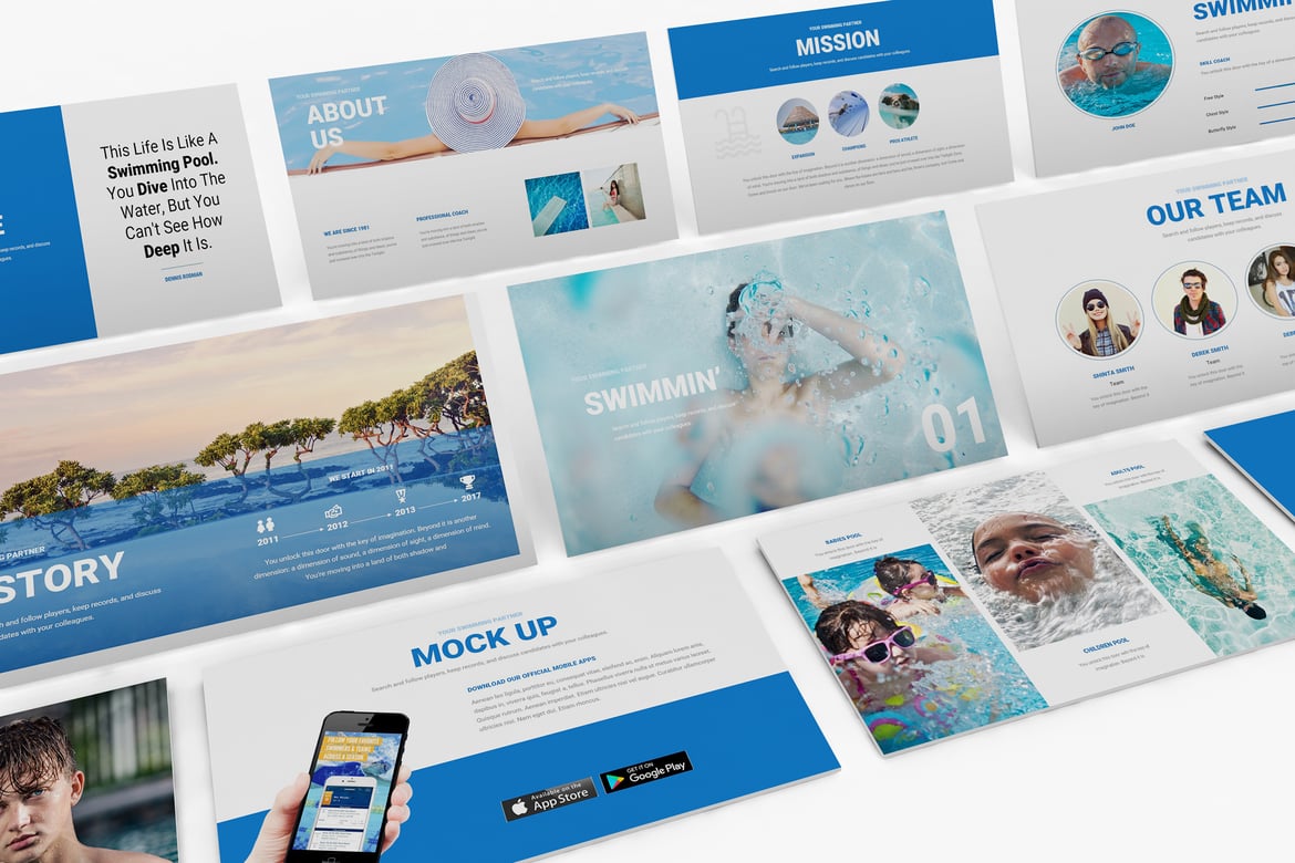 Template Powerpoint Renang yang Menarik dan Profesional