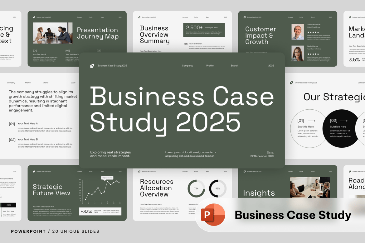 Template Presentasi PowerPoint Studi Kasus Gaya Swiss yang Profesional