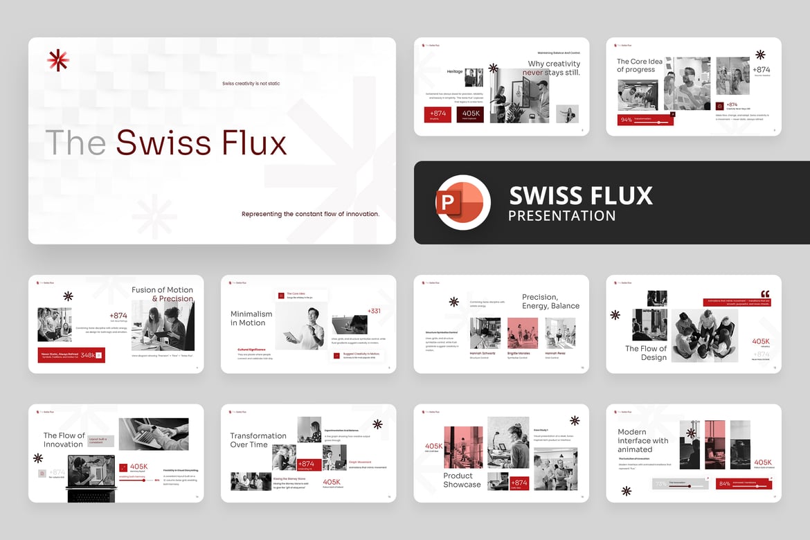 Template Presentasi Bisnis Bergaya Swiss yang Modern dan Profesional