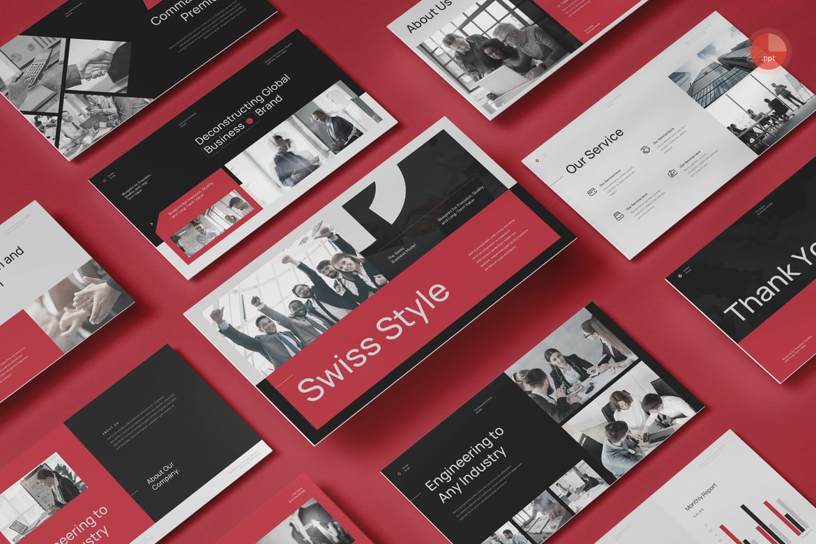 Template Presentasi Bisnis Gaya Swiss yang Menarik