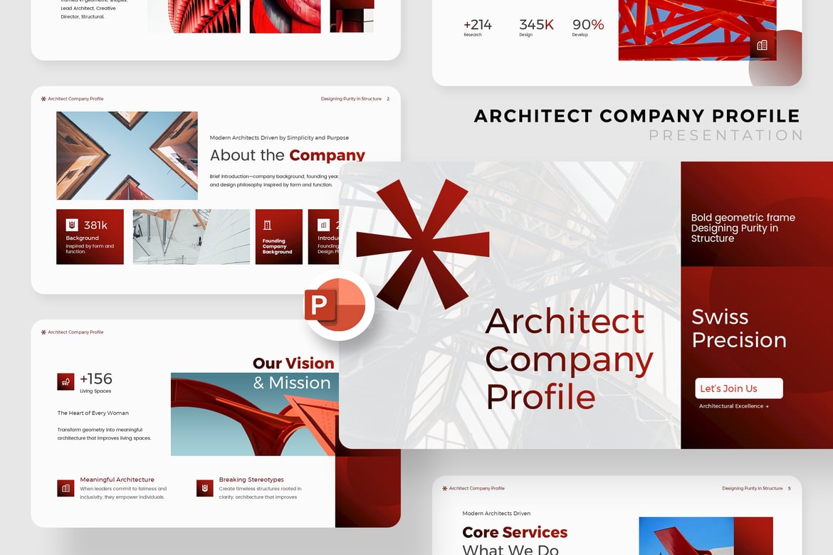 Template PowerPoint Profil Perusahaan Bergaya Swiss yang Menarik