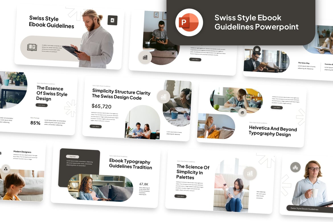 Template Presentasi PowerPoint Gaya Swiss yang Kreatif dan Modern