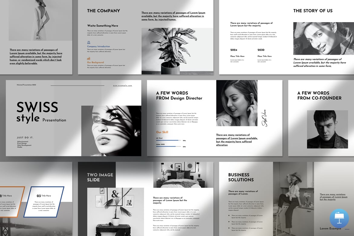 Template Presentasi PowerPoint Gaya Swiss yang Modern dan Profesional