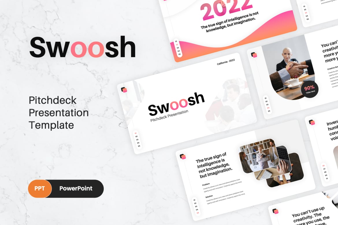 Swoosh - Template PowerPoint Pitch Deck Kreatif dan Menarik