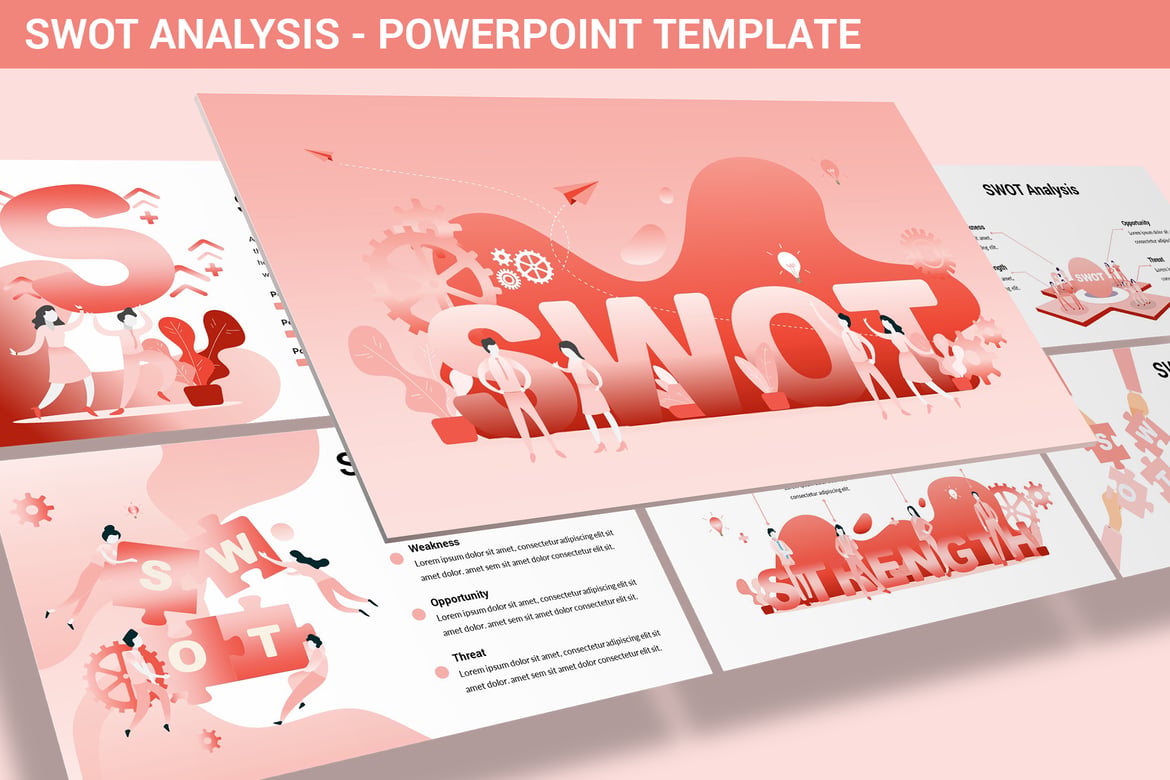 Template Presentasi SWOT - Ilustrasi Desain Menarik untuk PowerPoint