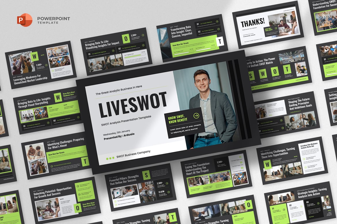 Template Powerpoint Analisis SWOT Profesional dan Modern