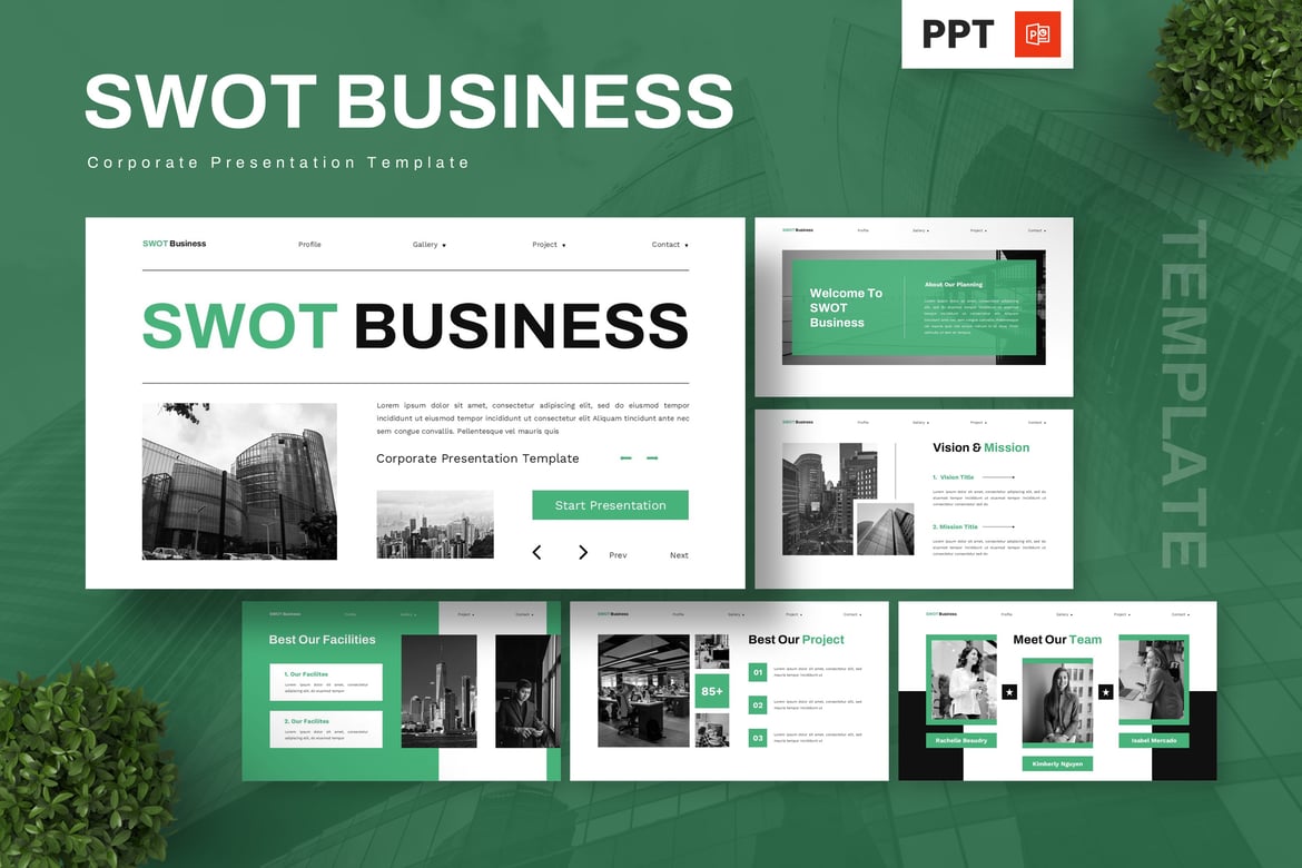Template Powerpoint SWOT Bisnis yang Kuat dan Profesional