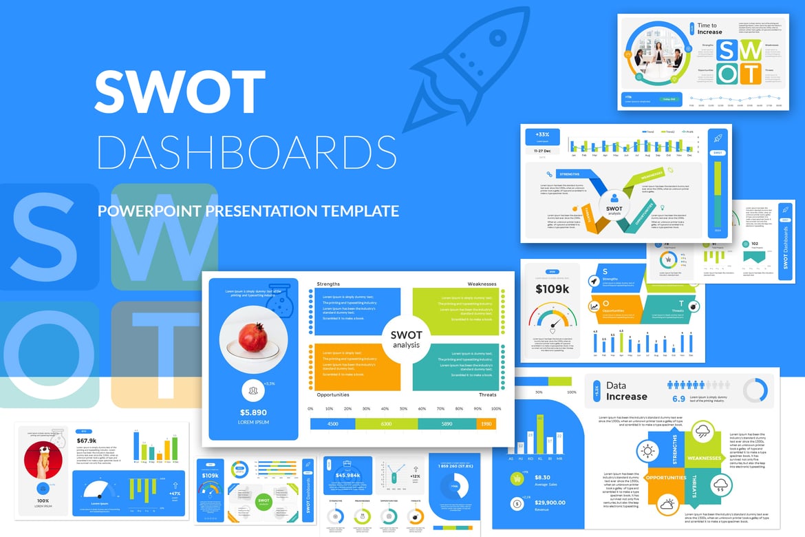 Template Presentasi PowerPoint Dashboard SWOT yang Menarik
