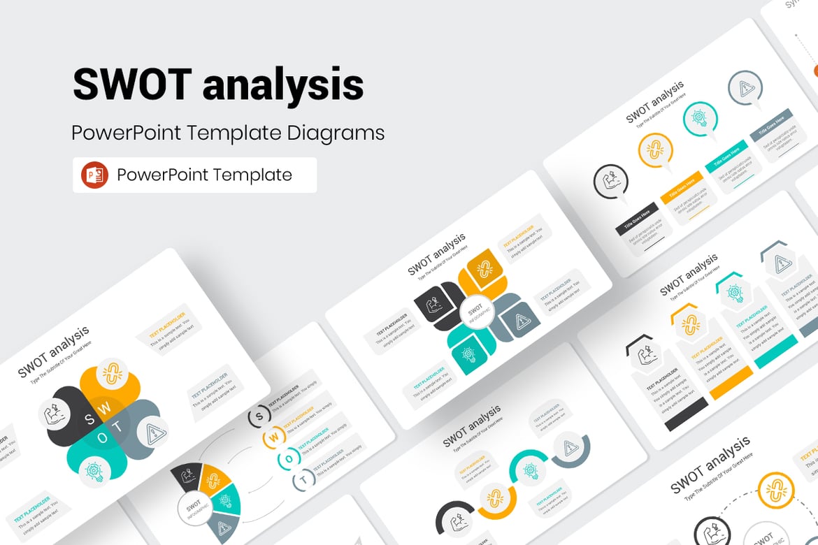 Template PowerPoint Diagram SWOT yang Menarik dan Profesional