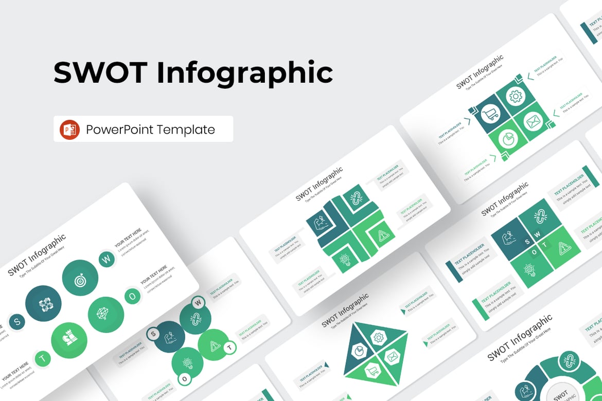 Template PowerPoint Infografis SWOT Kreatif dan Menarik