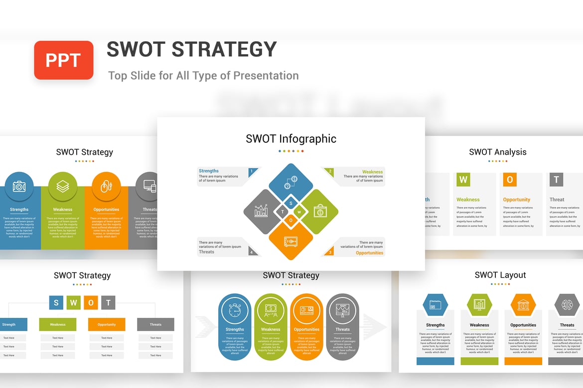 Template PowerPoint Strategi SWOT yang Menarik dan Profesional