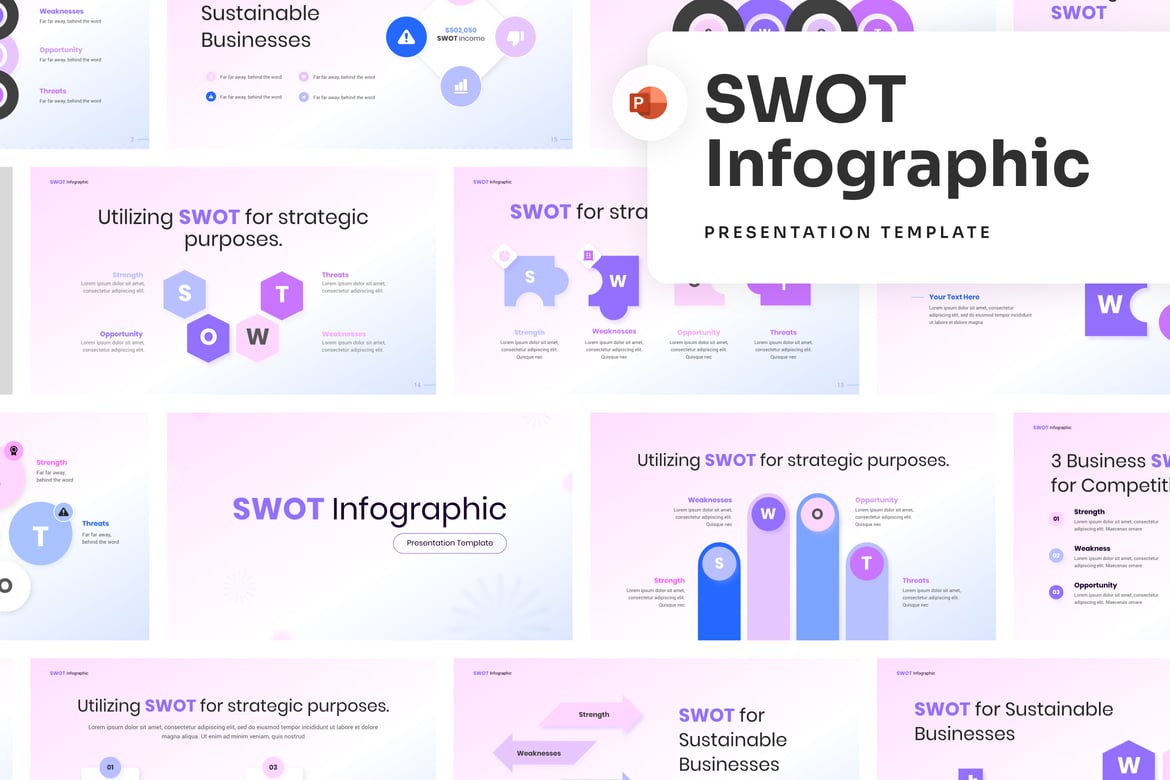 Template Presentasi PowerPoint Strategi SWOT yang Menarik
