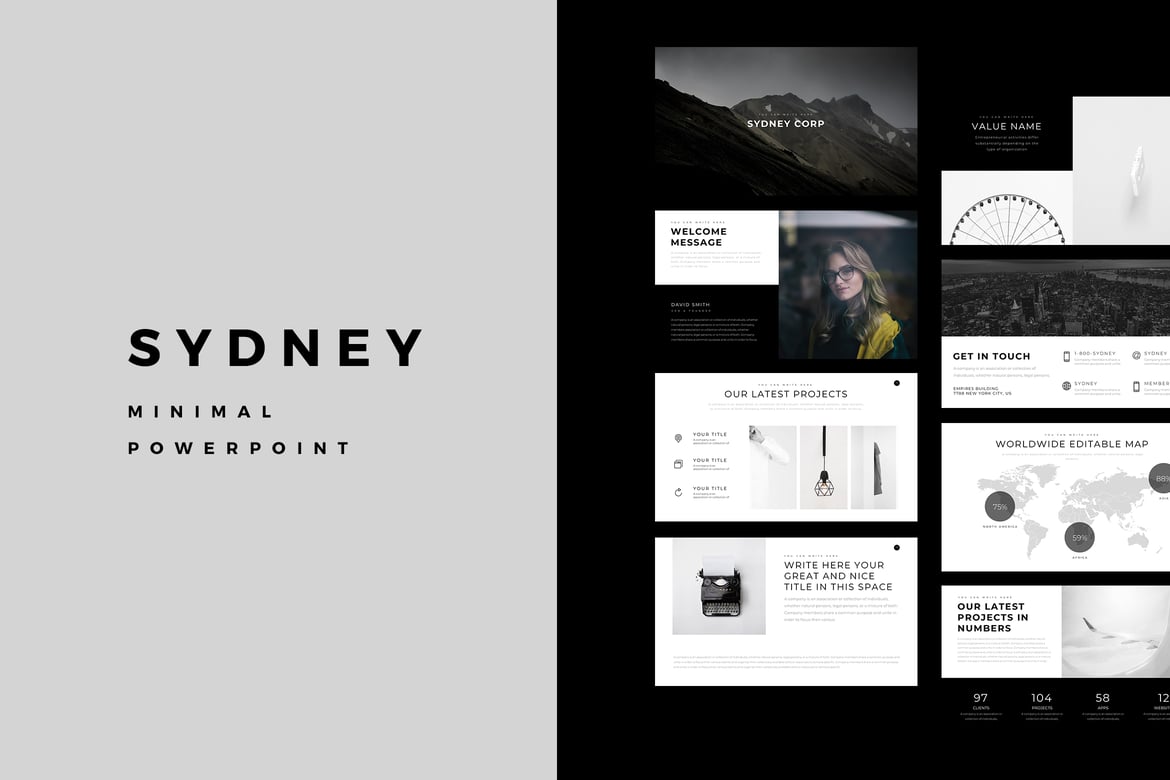 Template PowerPoint Minimalis Sydney yang Menarik