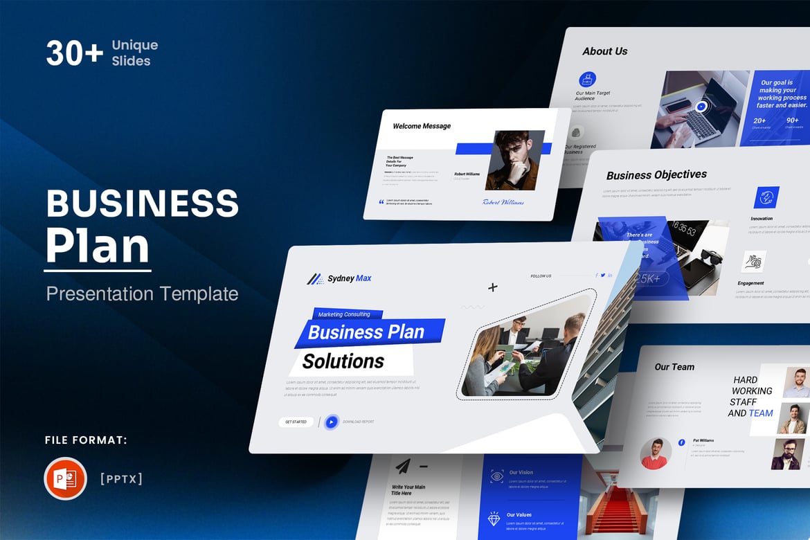 Template Presentasi Rencana Bisnis SydneyMax yang Menawan
