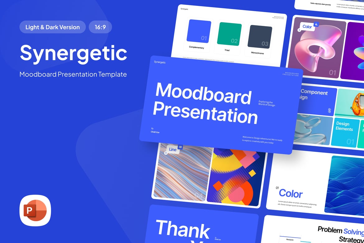 Template Presentasi Moodboard Synergetic yang Menarik