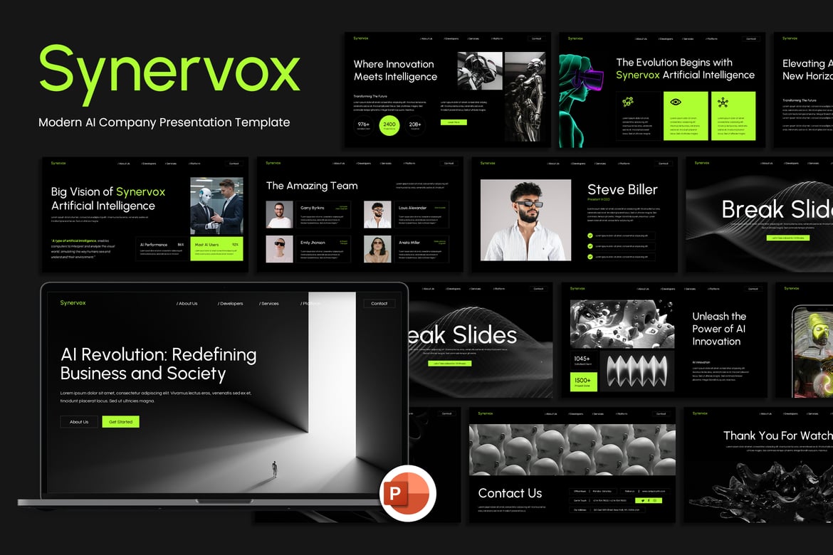 Template Presentasi Powerpoint Synervox - Solusi Modern untuk Perusahaan AI