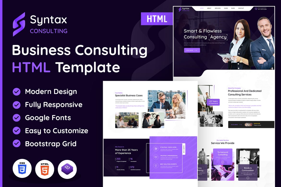 Template Website Konsultasi Syntax | Solusi Desain Profesional untuk Bisnis Anda