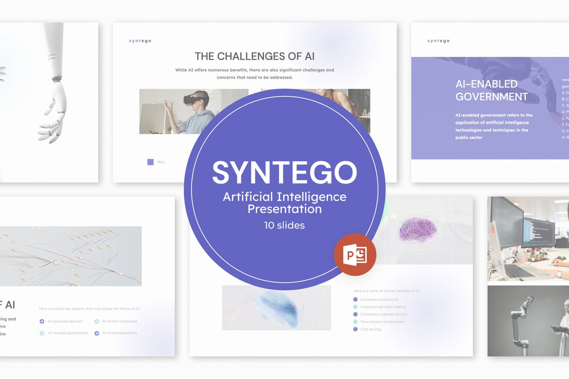 Template PowerPoint Kecerdasan Buatan dari Syntego