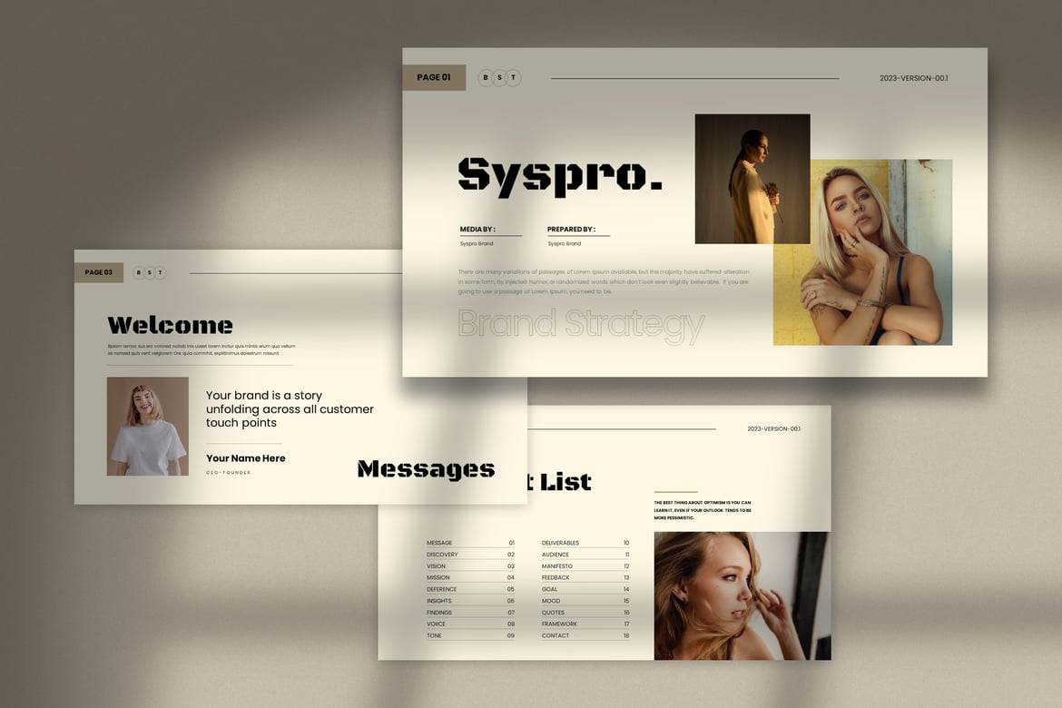 Syspro - Template PowerPoint Strategi Merek yang Modern dan Minimalis