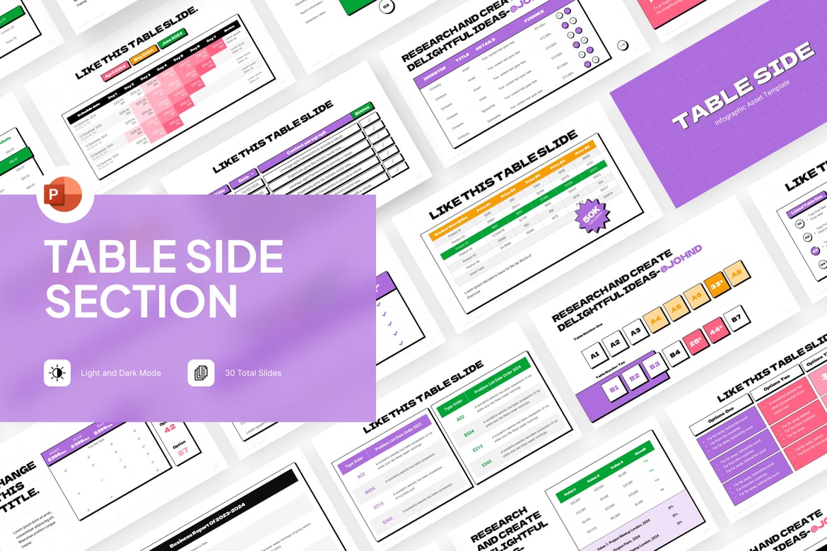 Template PowerPoint Infografis Tabel yang Menarik