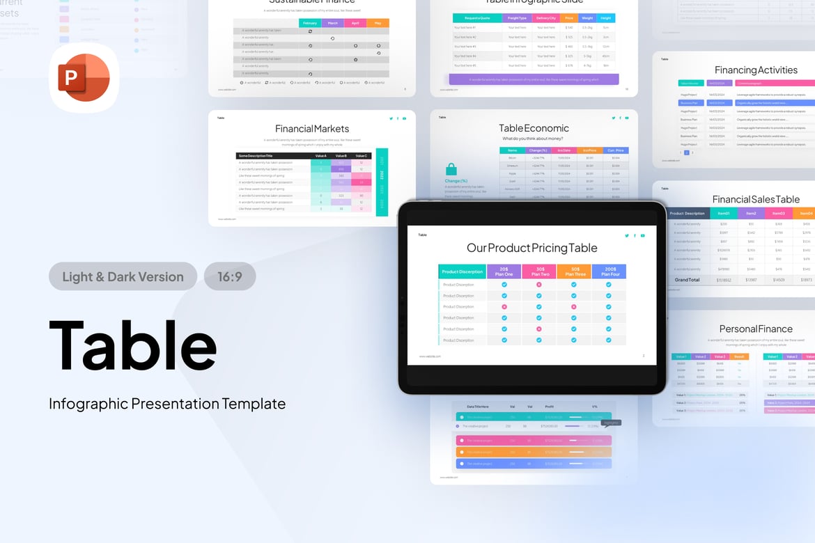Template Presentasi Infografis Tabel yang Menarik