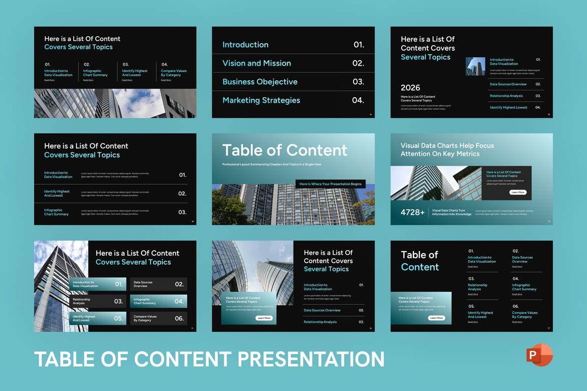 Template PowerPoint Daftar Isi yang Menarik dan Profesional