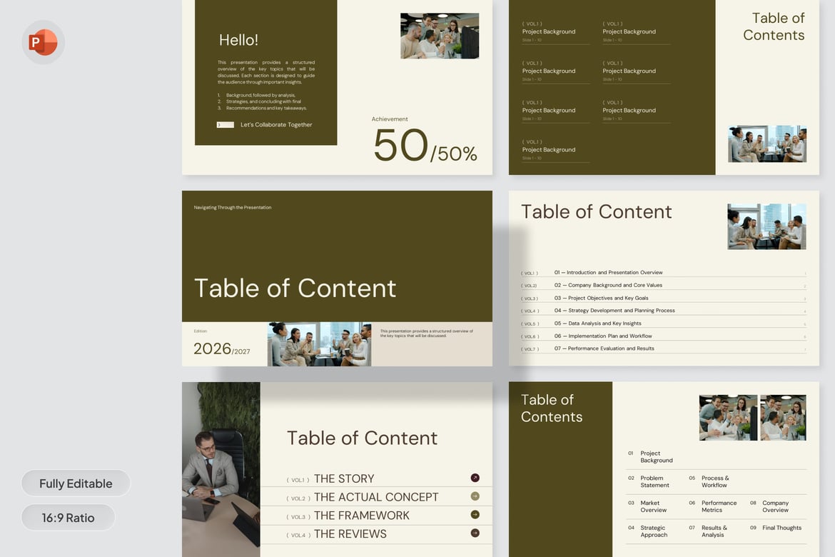 Template Presentasi PowerPoint - Daftar Isi Profesional