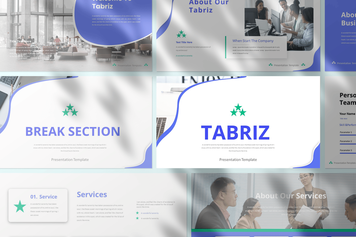 Template Presentasi Bisnis Tabriz yang Menarik dan Profesional