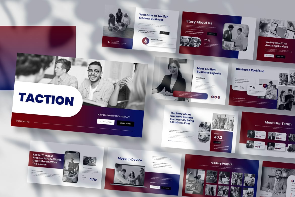 Template Presentasi PowerPoint Taction untuk Bisnis yang Menarik
