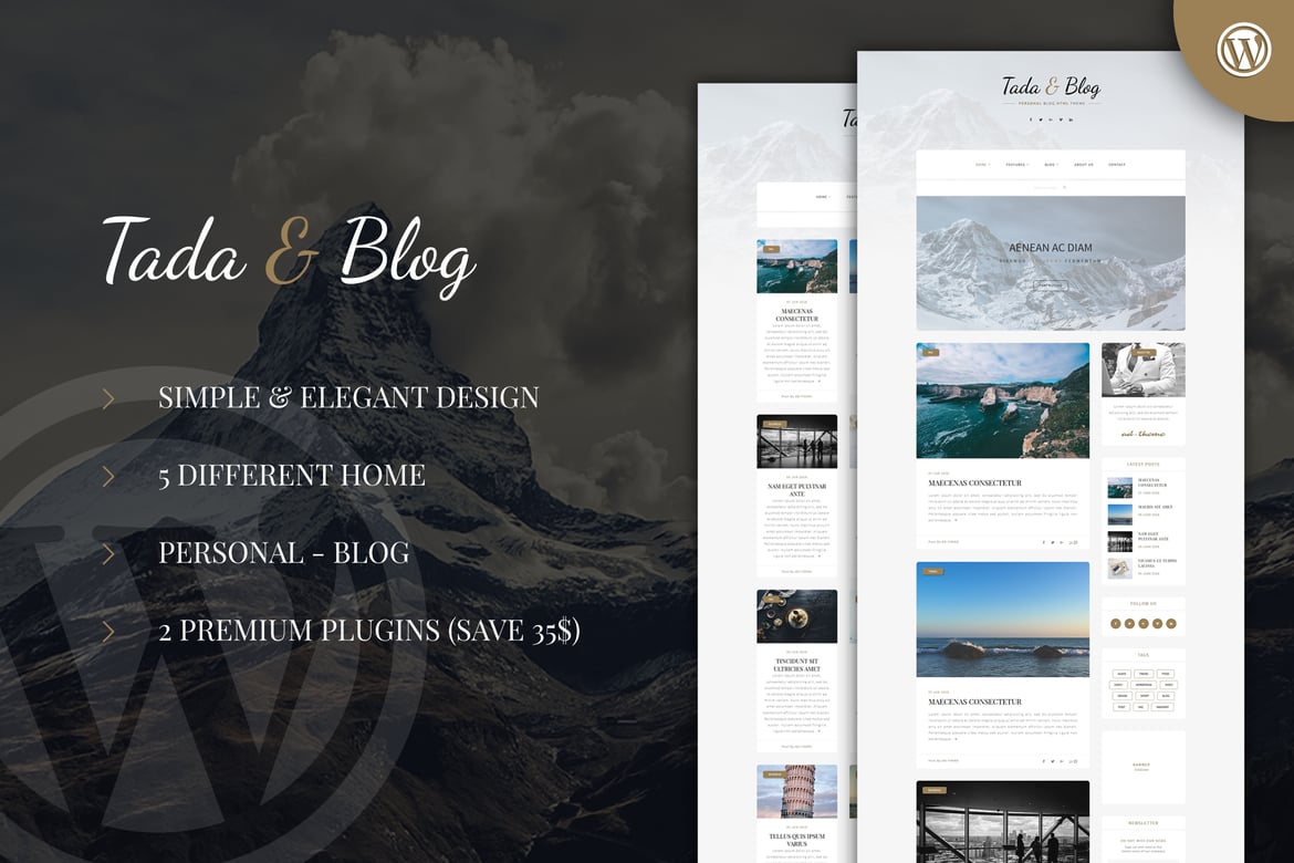 Tada & Blog - Template WordPress untuk Blog Pribadi yang Menarik