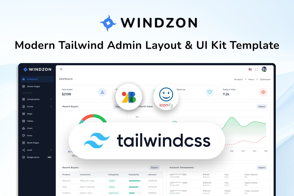 Template Admin & UI Kit Modern Tailwind - Windzon
