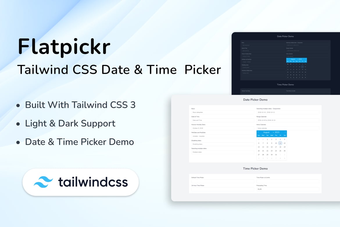 Template Date & Time Picker Tailwind CSS - Flatpickr yang Modern