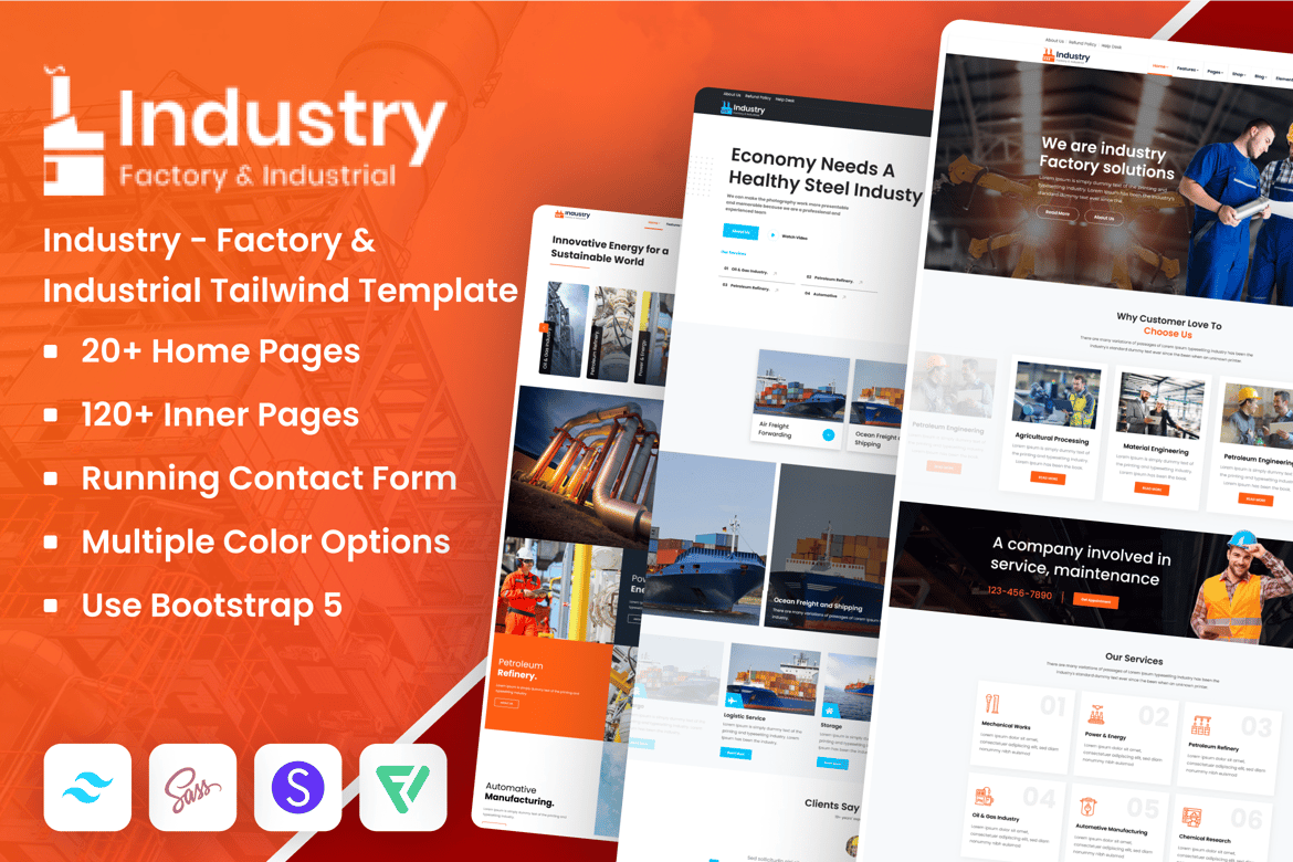 Template Website Industri dan Pabrik Menggunakan Tailwind CSS