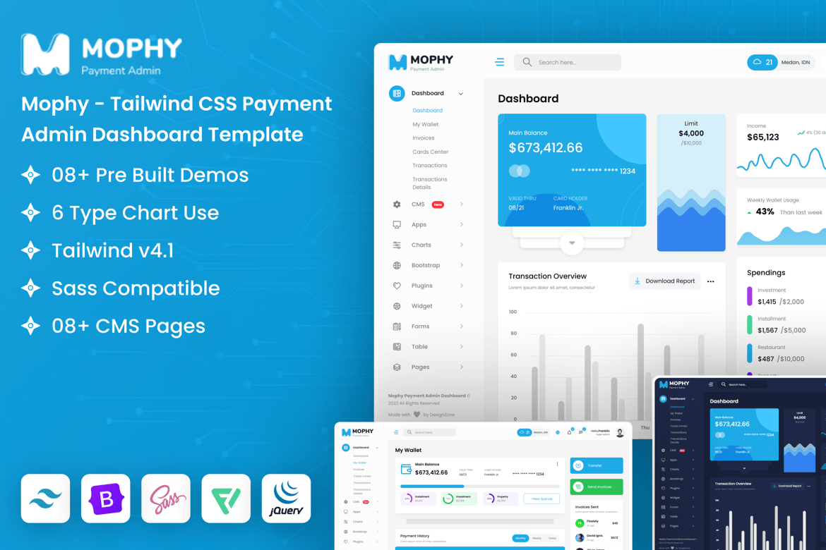 Template Admin Pembayaran Modern dengan Tailwind CSS