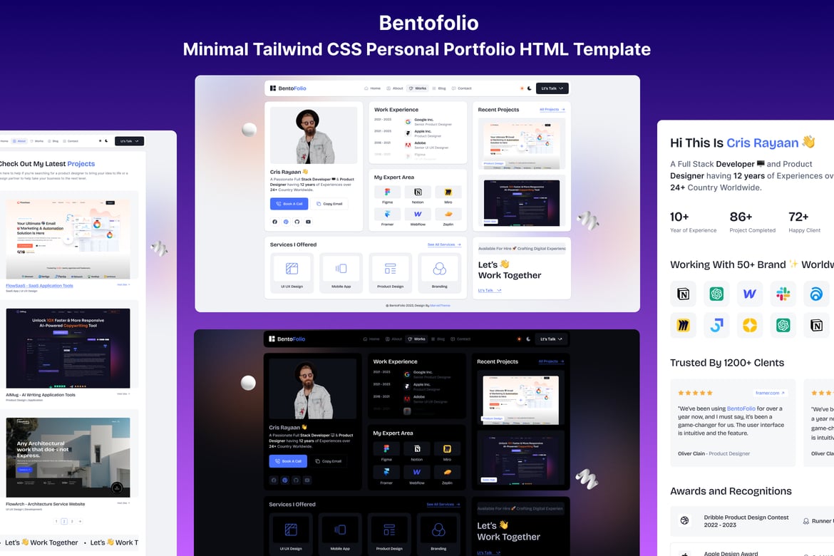 Template Website Portofolio Pribadi Minimalis dengan Tailwind CSS