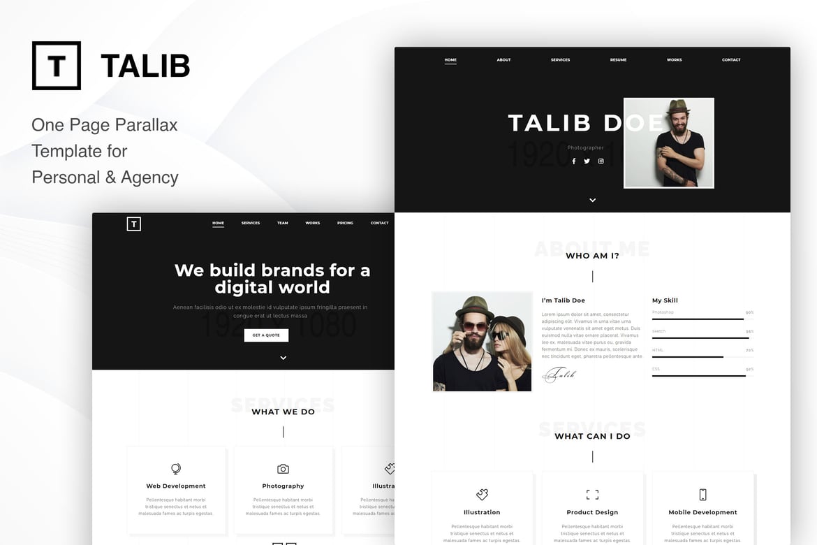 Talib - Template Website Parallax untuk Portofolio Pribadi & Agensi yang Menawan