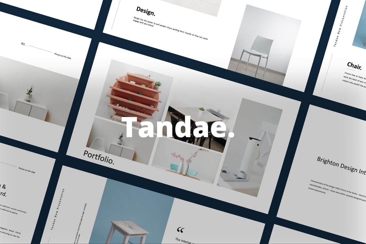Template PowerPoint Kreatif Tandae Minimalis untuk Presentasi Menarik
