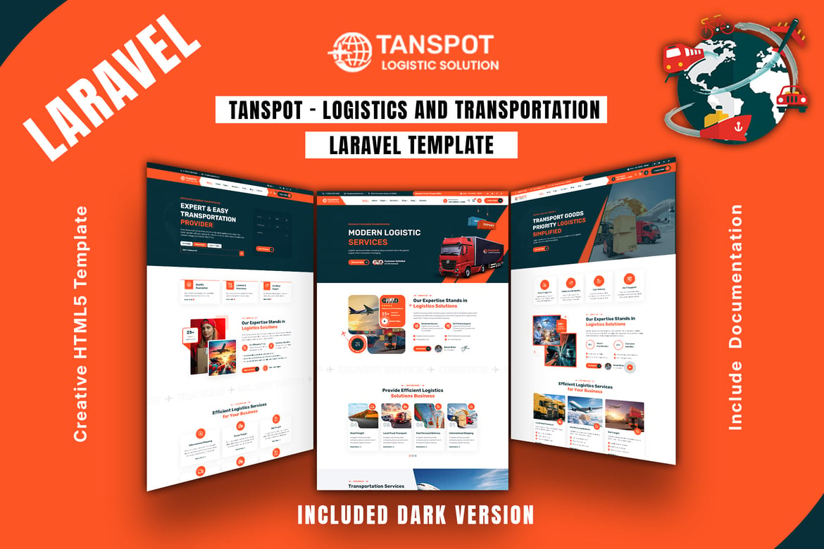 Tanspot - Template Web Laravel untuk Logistik dan Transportasi yang Modern
